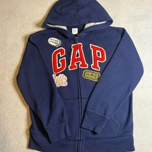 Navy blue Gap hoodie with embroidered logo and zipper‎